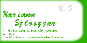 mariann szloszjar business card