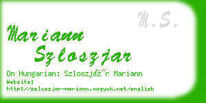 mariann szloszjar business card